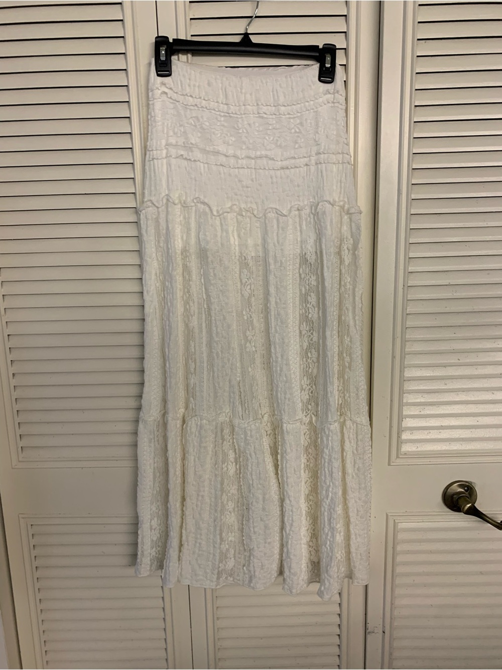 White Tiered Lace Maxi Skirt